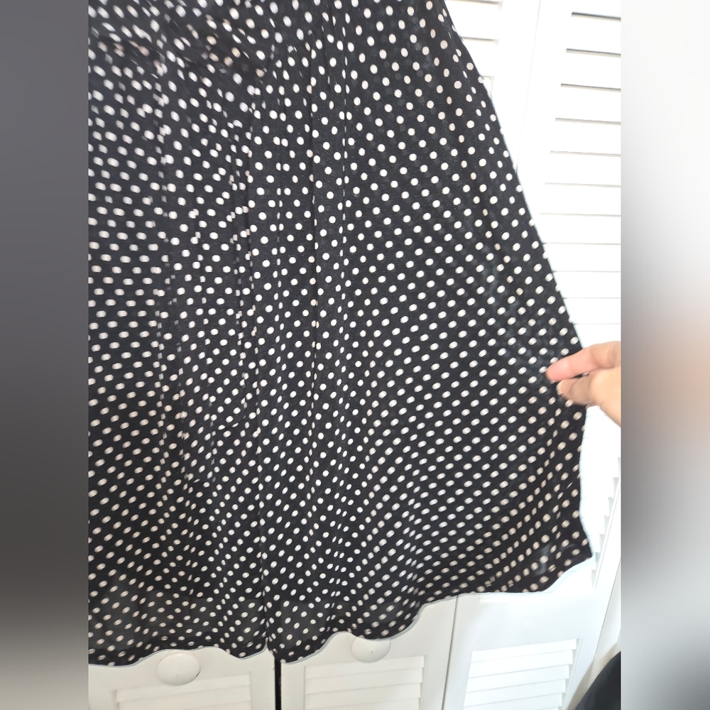 Ember Women's L Black and White Polka Dot Sleeveless Top - Picture 3 of 11